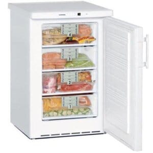 Kompakt-Tiefkühlschrank · 126 l · Korpus und Tür Stahl/weiß