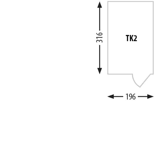 Tiefkühlzelle Typ TK2; 219 x 230 x 335 (H x B x T in cm); Fassungsvermögen 12,89 m³