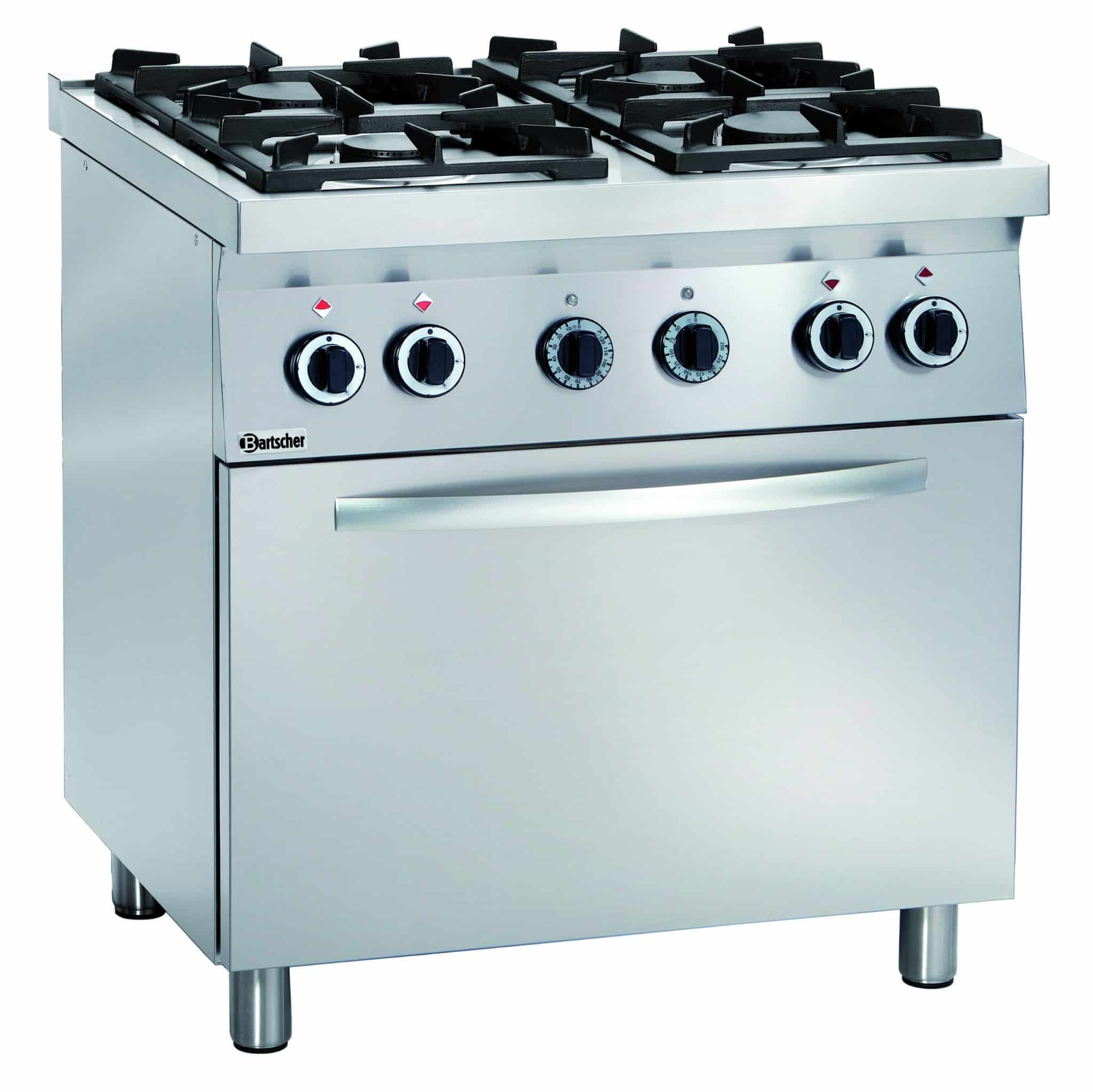 Gasherd 0,8 m 4 Brenner mit Gas Backofen 20 mbar 700 tief Basic   Wirsindgastro Onlineshop: versandfrei in DE - Gastronomiebedarf &  Groküchenbedarf Shop