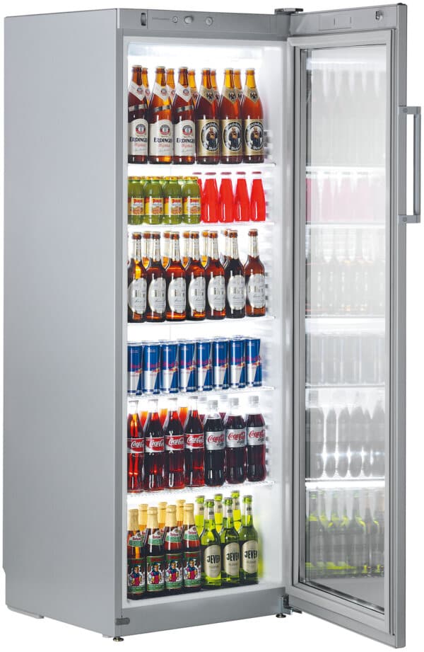 Flaschen-/ Präsentationskühlschrank · 320 l · Korpus Stahl/silber