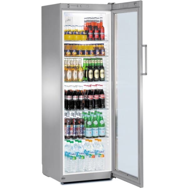 Flaschen-/ Präsentationskühlschrank · 359 l · LED, Korpus Stahl/silber