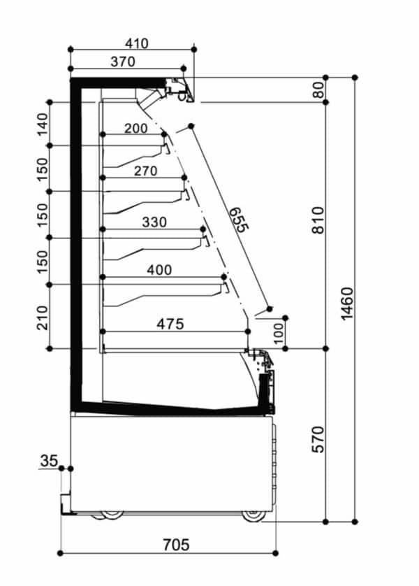 Stufenkühlregal · 128 cm breit
